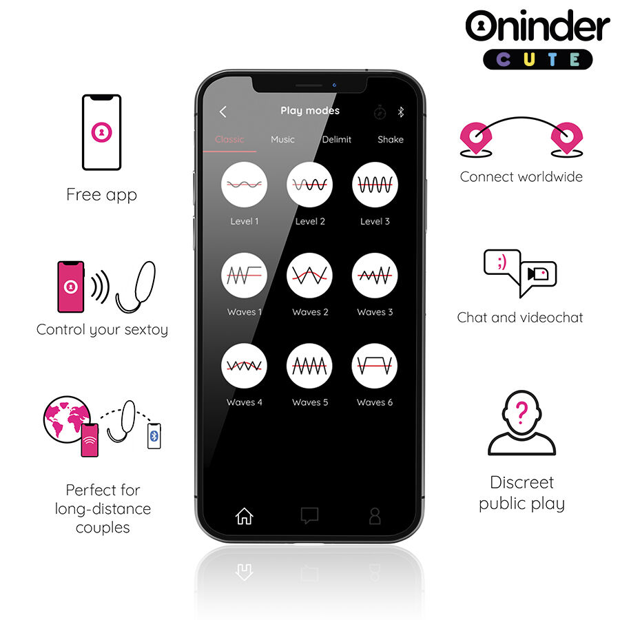 ONINDER CUTE - Liebe, Vergnügen, Vibro-Wave-Kopf mit Silikon-Ei – Kostenlose globale App
