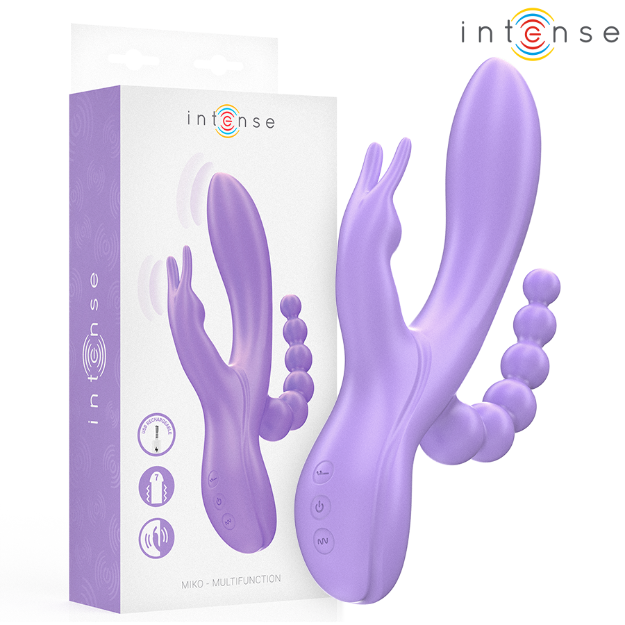 INTENSE - MIKO Dreifachvibrator Rabbit & Stimulator & Anal 7 Vibrationen Lila