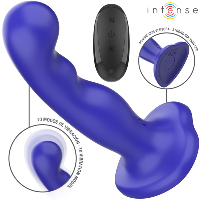 INTENSE - SHORTY VIBRATOR MIT SAUGNÄPFEN BLAU MIT FERNBEDIENUNG
