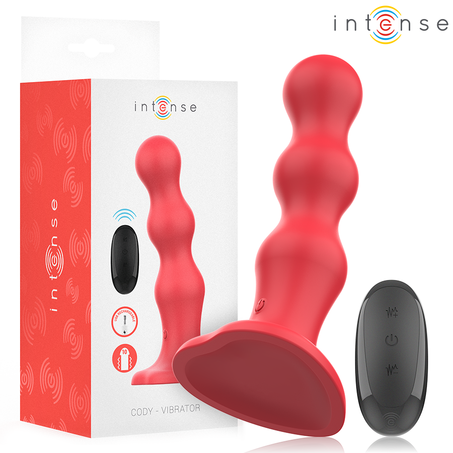 INTENSE - CODY VIBRATOR MIT SAUGNÄPFEN ROTER FERNBEDIENUNG