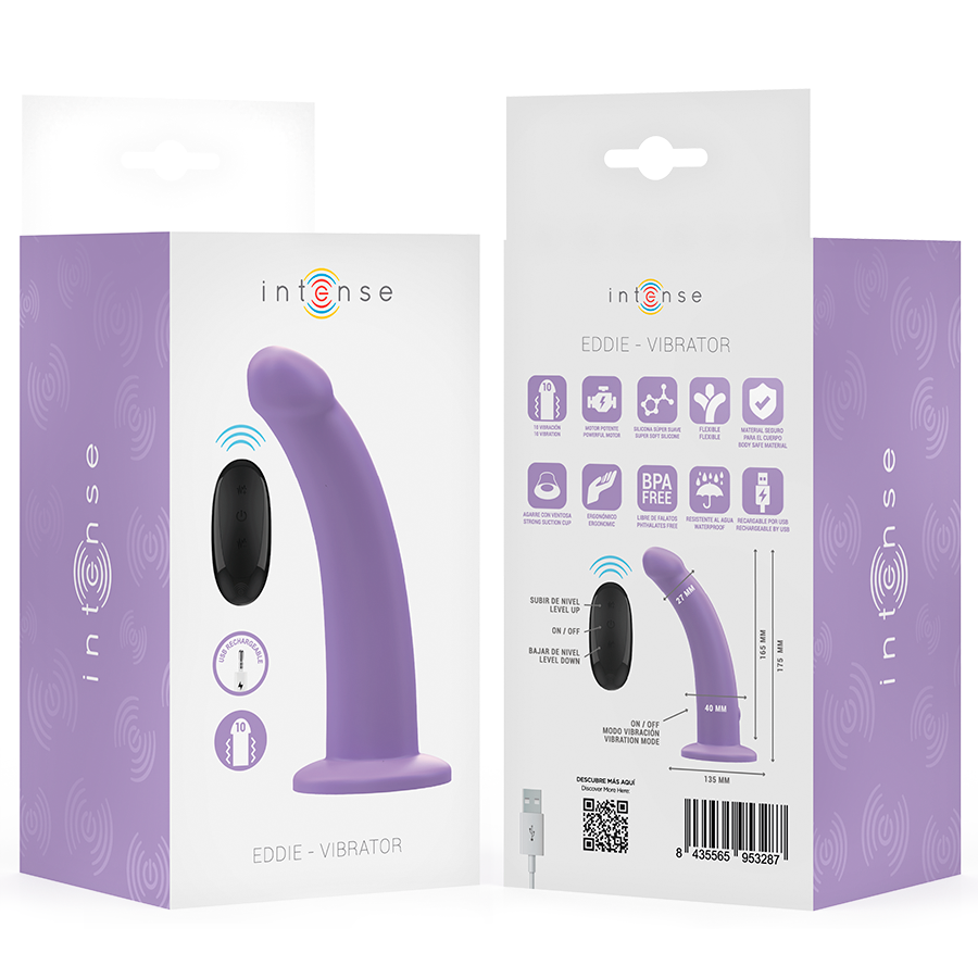 INTENSE - EDDIE VIBRATOR 17,5 CM 10 VIBRATIONSSTUFEN LILA MIT FERNBEDIENUNG