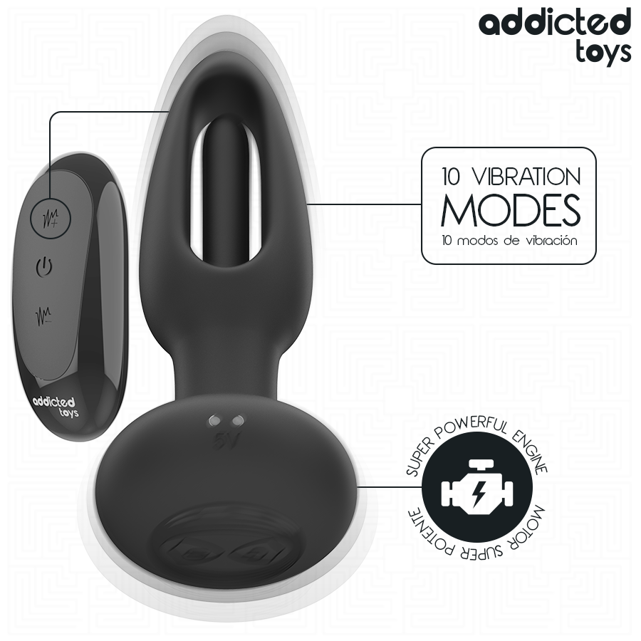 ADDICTED TOYS - Analplug mit vibrierender Zunge und Fernbedienung