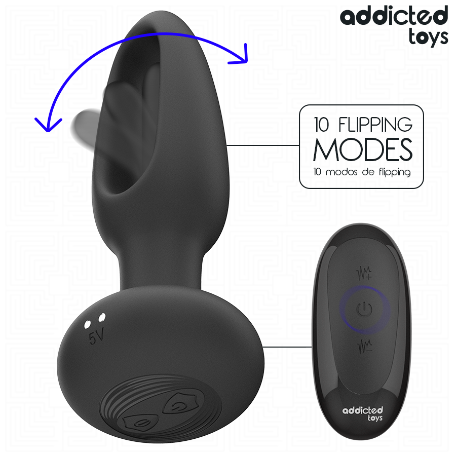 ADDICTED TOYS - Analplug mit vibrierender Zunge und Fernbedienung