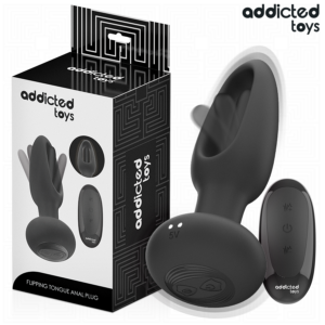 ADDICTED TOYS - Analplug mit vibrierender Zunge und Fernbedienung