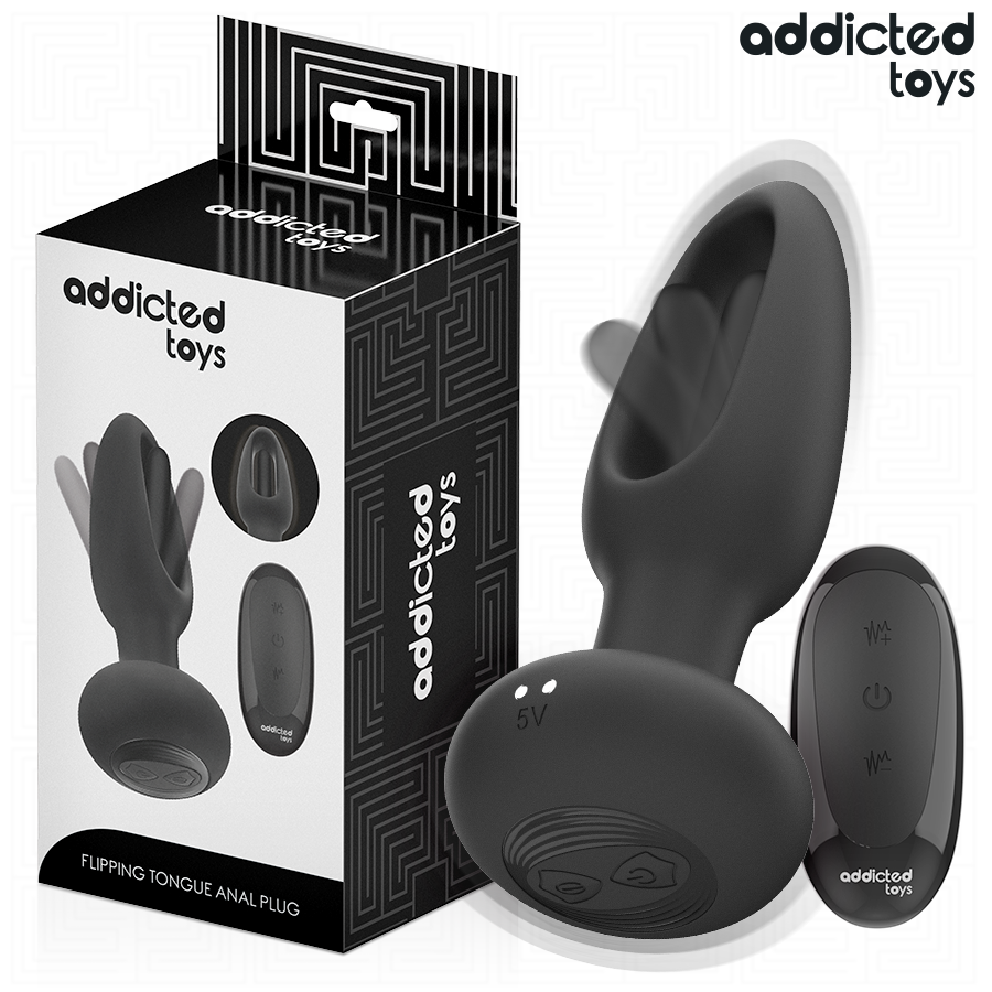 ADDICTED TOYS - Analplug mit vibrierender Zunge und Fernbedienung