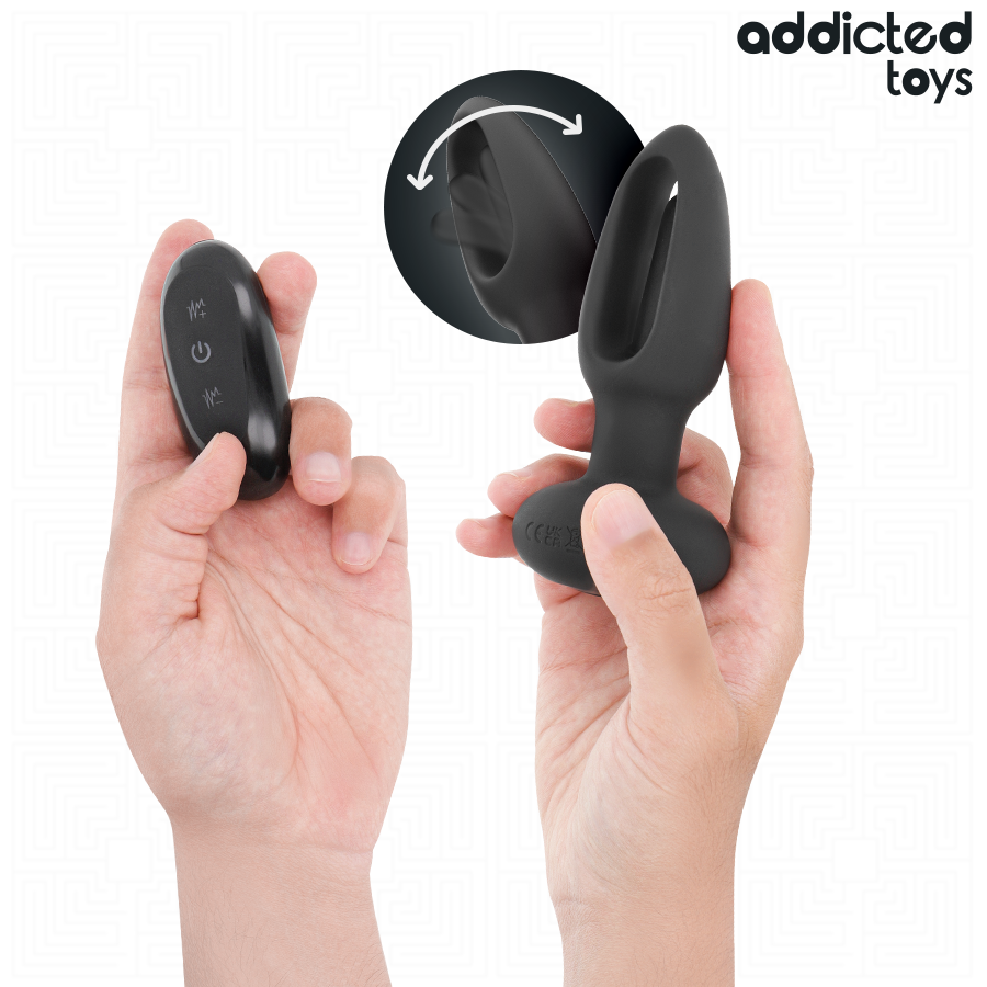 ADDICTED TOYS - Analplug mit vibrierender Zunge und Fernbedienung