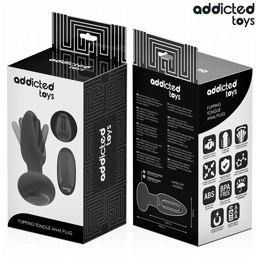 ADDICTED TOYS - Analplug mit vibrierender Zunge und Fernbedienung