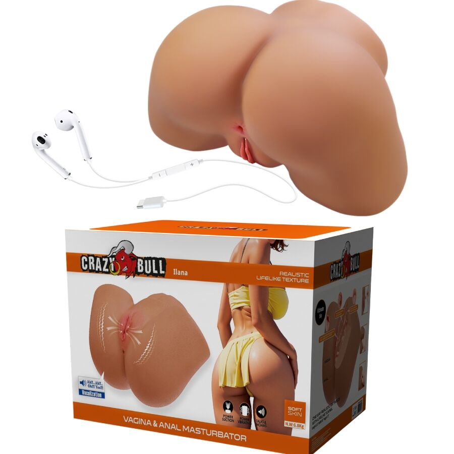 CRAZY BULL - ILANA realistischer weiblicher Po-Vibrator und Sauger mit Ton 6,8 kg