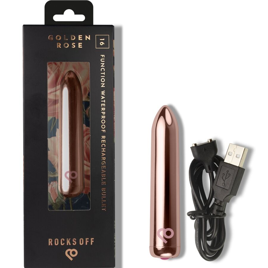 ROCKS-OFF - Wiederaufladbarer Bullet-Vibrator Golden Rose