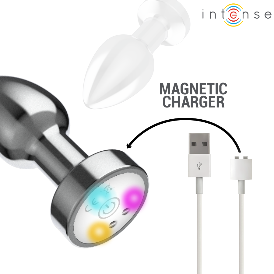 INTENSE - VIBRIERENDER ANALPLUG AUS METALL MIT LED-LEUCHTEN UND FERNBEDIENUNG