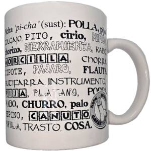 DIABLO PICANTE - Weißer Becher mit Penis-Synonymen 370 ml