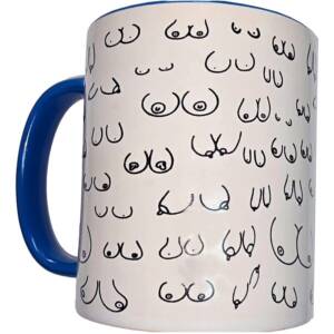 DIABLO PICANTE - Weiße Titten-Tasse mit blauem Henkel 370 ml