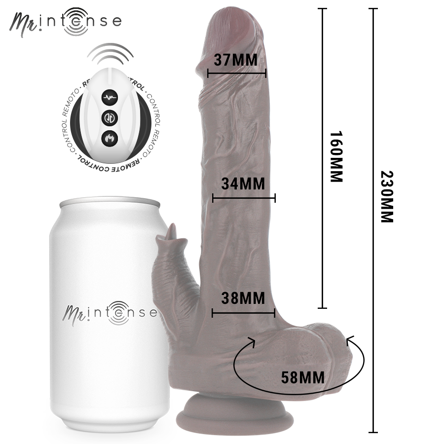 MR INTENSE – realistischer Multifunktions-Morgan mit Vibration und Auf- und Ab-Fernbedienung 23 cm – O – 3,5 cm