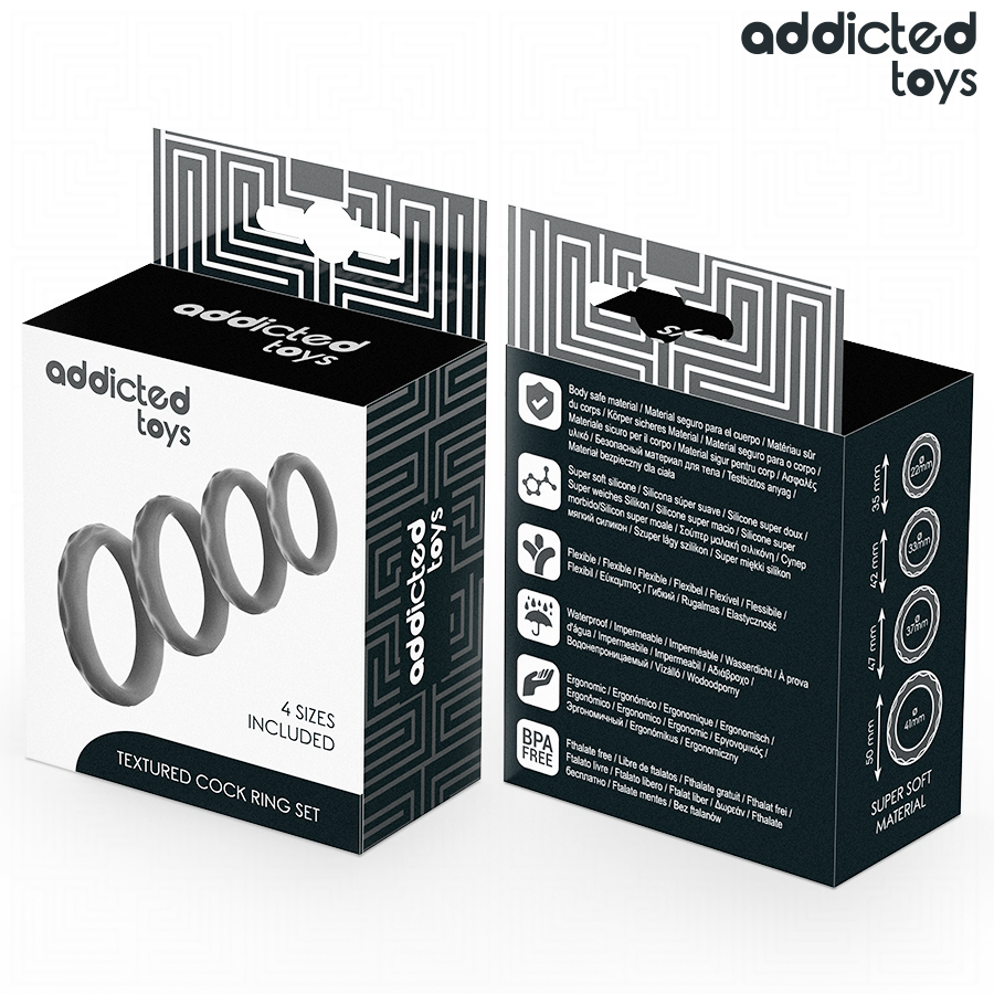 ADDICTED TOYS - SET MIT STRUKTURIERTEM PENISRING IN 4 GRÖSSEN