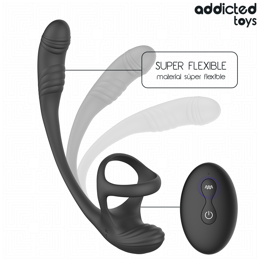 ADDICTED TOYS - Analplug mit Vibration, 360°-Welle und Hodenstimulator