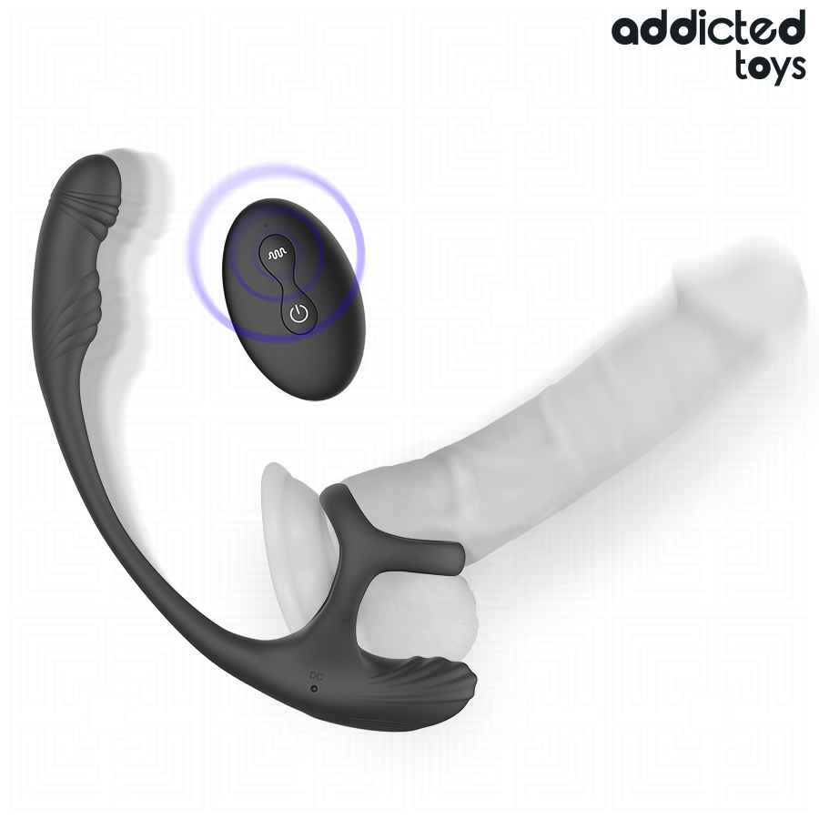 ADDICTED TOYS - Analplug mit Vibration, 360°-Welle und Hodenstimulator