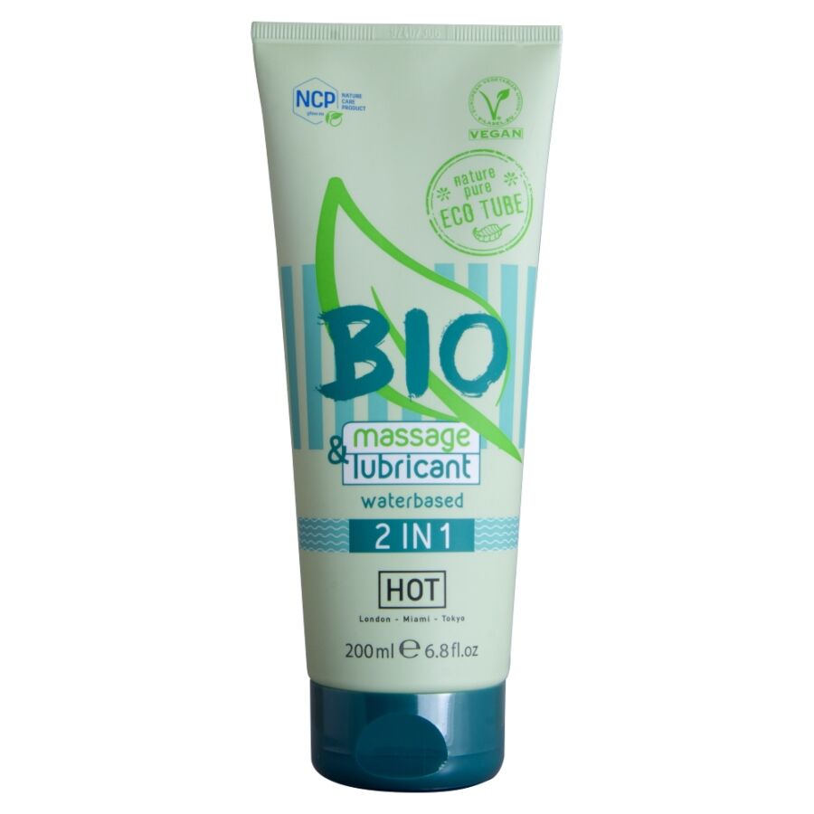 HOT - BIO-MASSAGE- UND GLEITMITTEL AUF WASSERBASIS 2 IN 1 200 ML