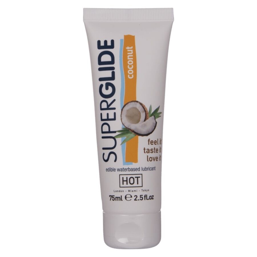 HOT - SUPERGLIDE essbares Gleitmittel auf Wasserbasis, Kokosnuss, 75 ml