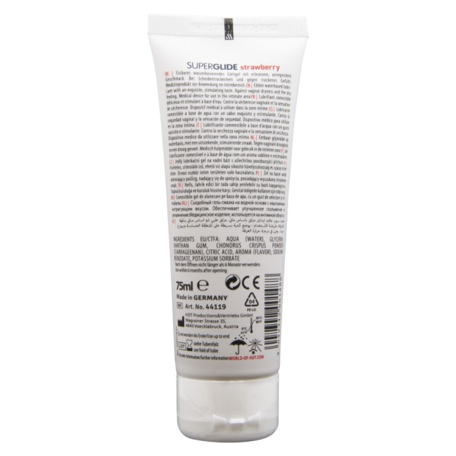 HOT - SUPERGLIDE essbares Gleitmittel auf Wasserbasis Erdbeere 75 ml