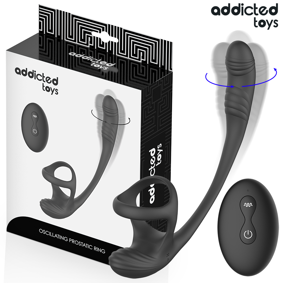 ADDICTED TOYS - Analplug mit Vibration, 360°-Welle und Hodenstimulator