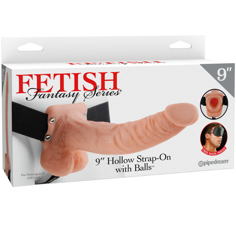 FETISH FANTASY SERIES - 9 HOHLSTRAP-ON MIT BALLEN 22,9 CM FLEISCH