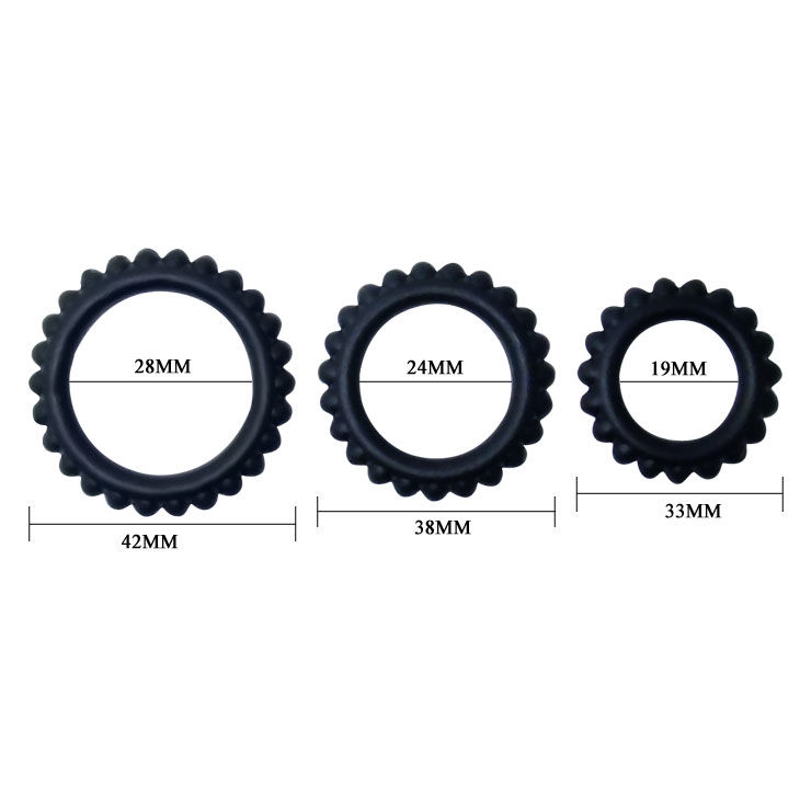 BAILE - TITAN SET 3STK PENISRING SCHWARZ 2.8 + 2.4 + 1.9 CM