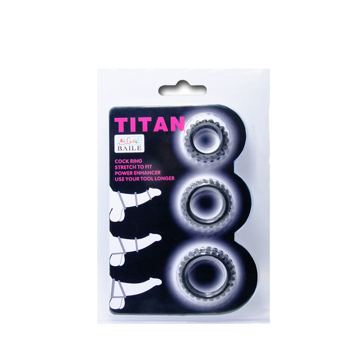 BAILE - TITAN SET 3STK PENISRING SCHWARZ 2.8 + 2.4 + 1.9 CM