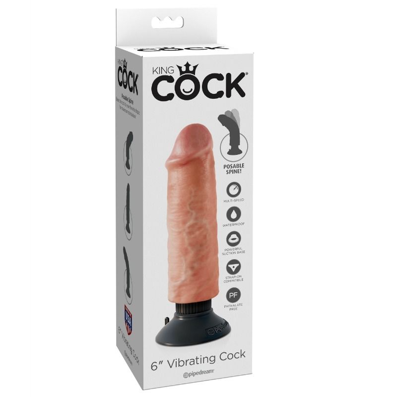 KING COCK - Vibratordildo 15,24 cm Natürlich