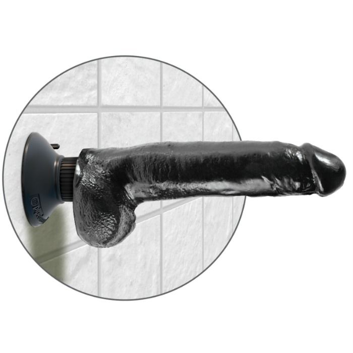 KING COCK - Vibrierender Dildo mit Hoden 23 cm Schwarz