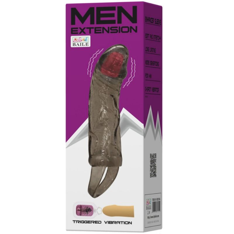 BAILE - Penisverlängerungshülle mit Vibration und Gurt für Hoden 13,5 cm