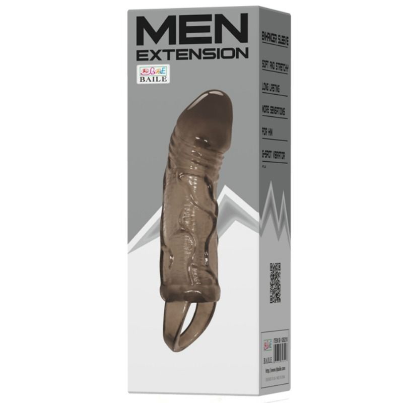 BAILE - Penisverlängerungshülle mit Gurt für Hoden Schwarz 13,5 cm