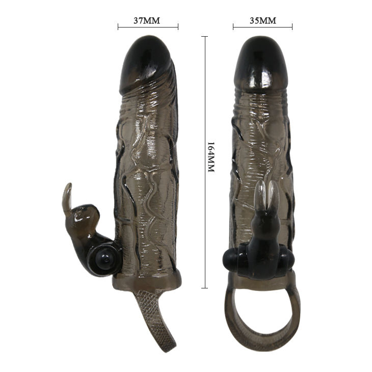 BAILE - BRAVE MAN Penisabdeckung mit Kaninchen Schwarz 16,5 cm