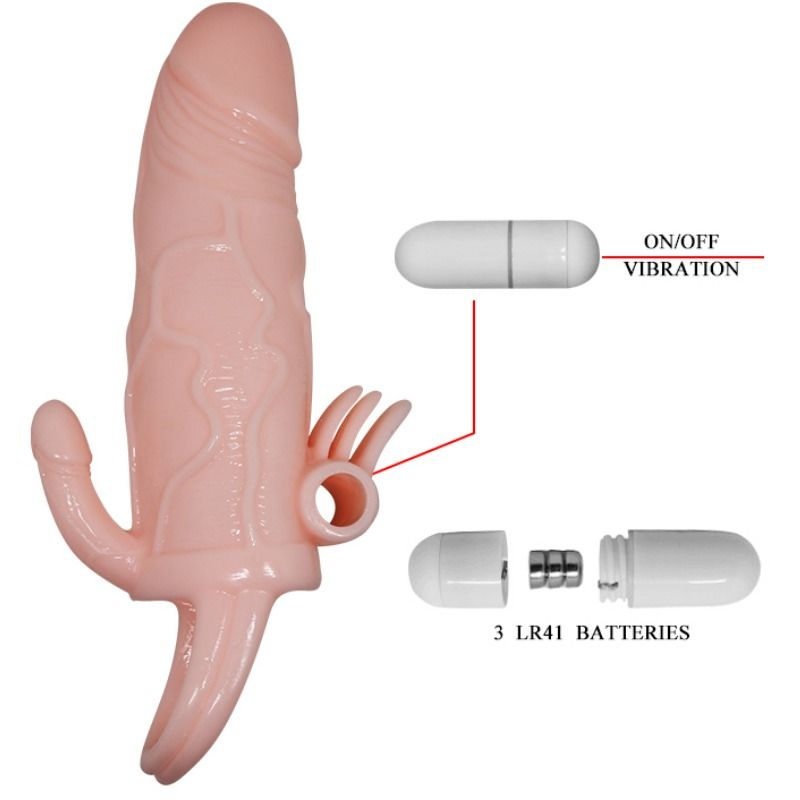 BAILE - BRAVE MAN PENISHÜLLE MIT KLITORIS- UND ANALSTIMULATION FLEISCH 16,5 CM