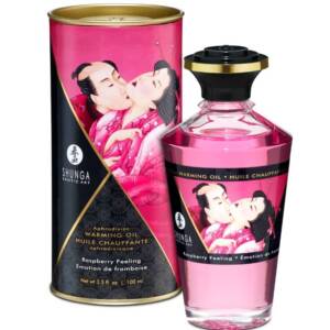 SHUNGA - Massageöl mit Wärmeeffekt, intensivem Himbeergeschmack, 100 ml
