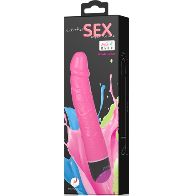 BAILE - Bunter realistischer Vibrator Rosa 23 cm