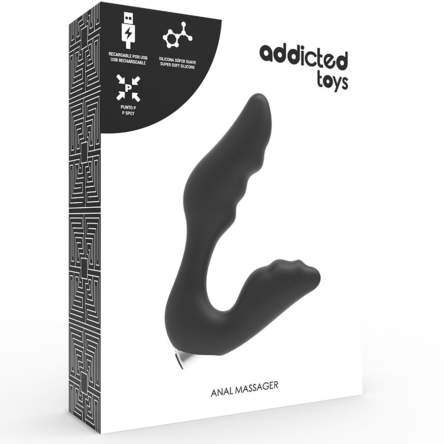 ADDICTED TOYS - Prostatavibrator wiederaufladbar. Modell 6 - Schwarz
