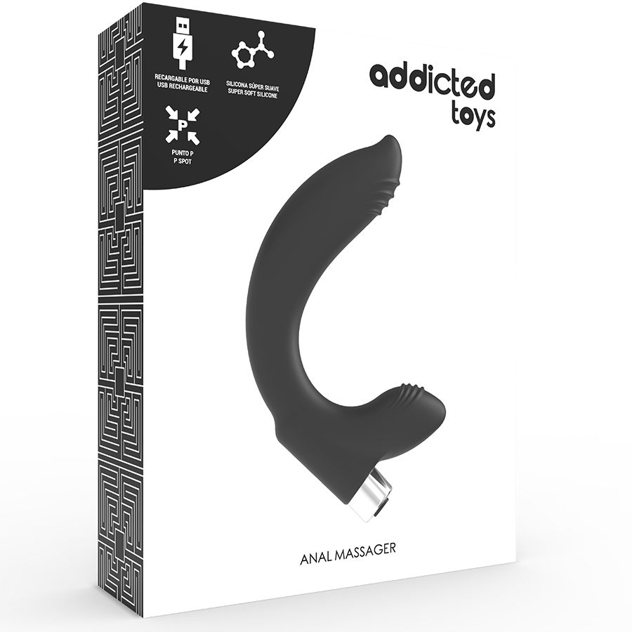 ADDICTED TOYS - Prostatavibrator wiederaufladbar. Modell 7 - Schwarz