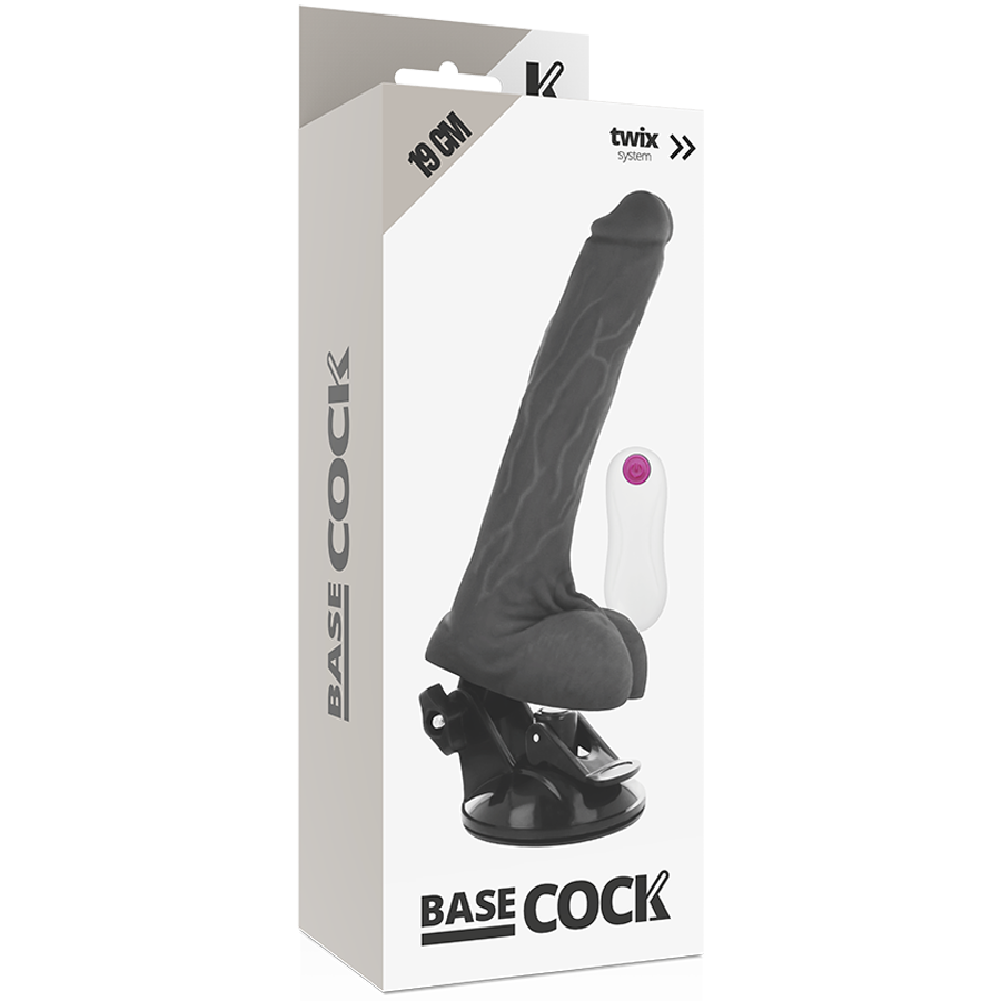 BASECOCK - Realistischer Vibrator mit Fernbedienung Schwarz 19 cm -O- 4 cm