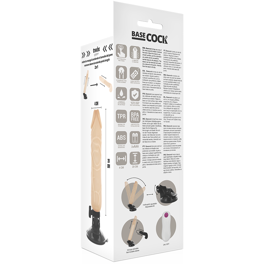 BASECOCK - Realistischer natürlicher Fernbedienungs-Vibrator 20 cm -O- 4 cm