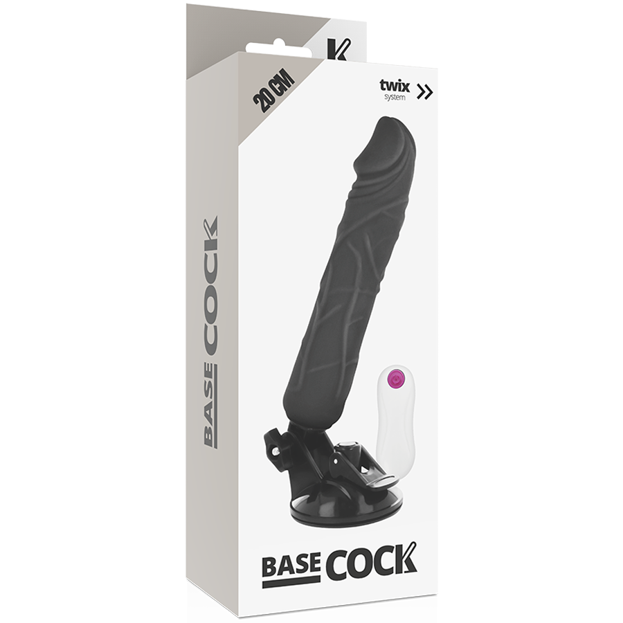 BASECOCK - Realistischer Vibrator mit Fernbedienung Schwarz 20 cm -O- 4 cm