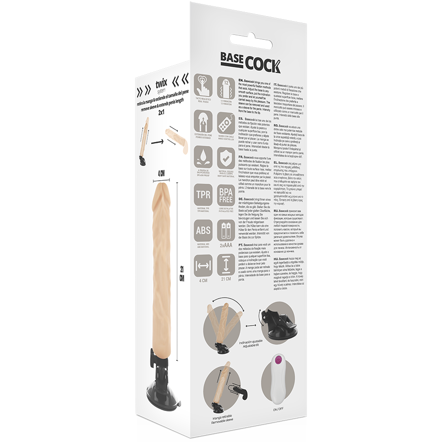 BASECOCK - Realistischer Vibrator mit Fernbedienung naturweiß 21 cm -O- 4 cm