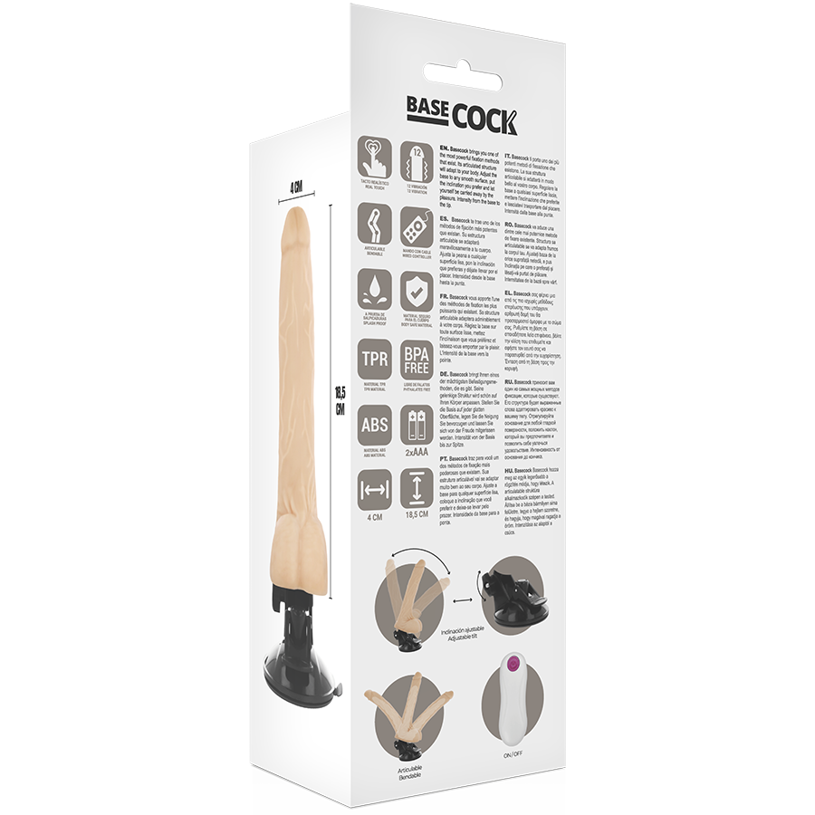 BASECOCK - Artikulierbarer Vibrator mit Fernbedienung 18,5 cm -O- 4 cm