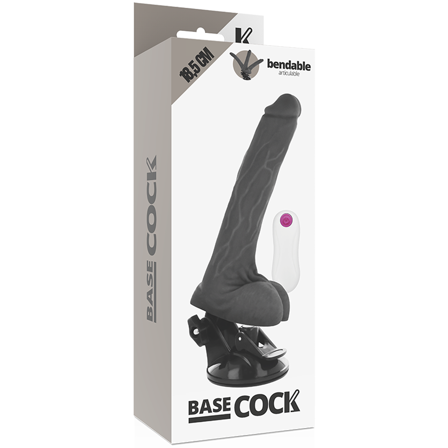 BASECOCK - Artikulierbarer Vibrator mit Fernbedienung Schwarz 18,5 cm -O- 4 cm