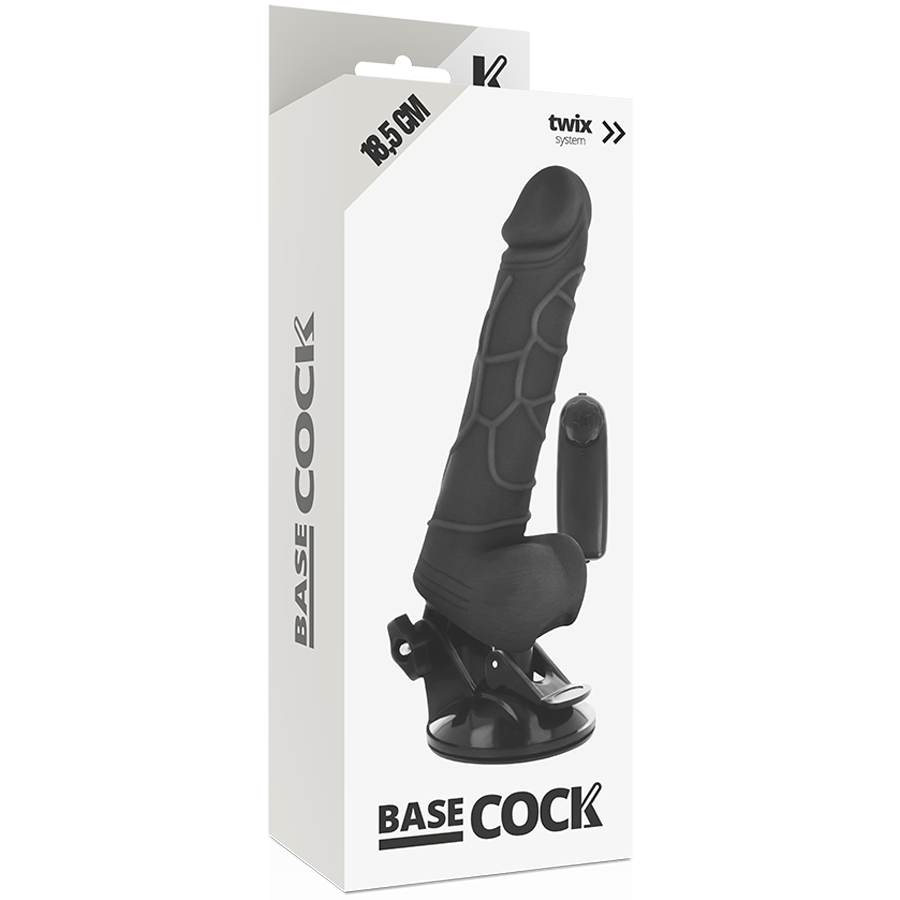 BASECOCK - Realistischer Vibrator mit Fernbedienung Schwarz 18,5 cm -O- 4 cm