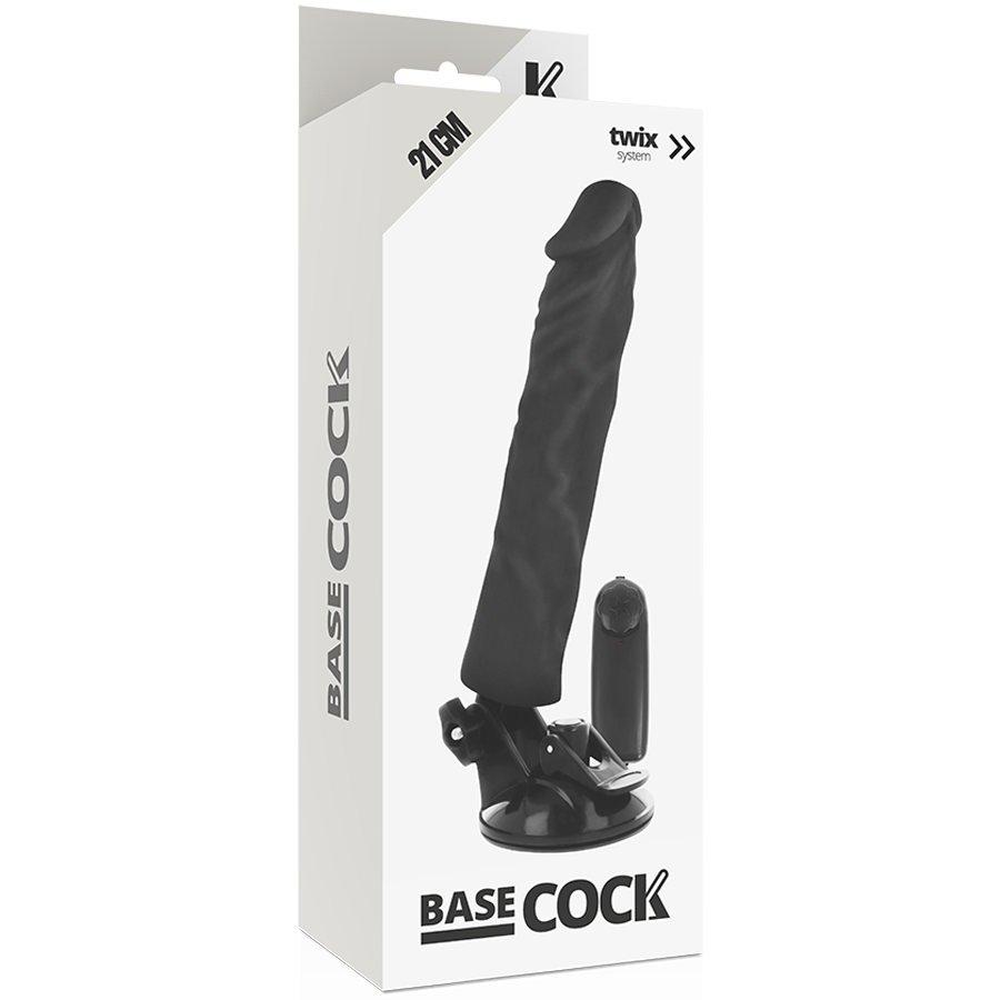 BASECOCK - Realistischer Vibrator mit Fernbedienung Schwarz 21 cm -O- 4 cm