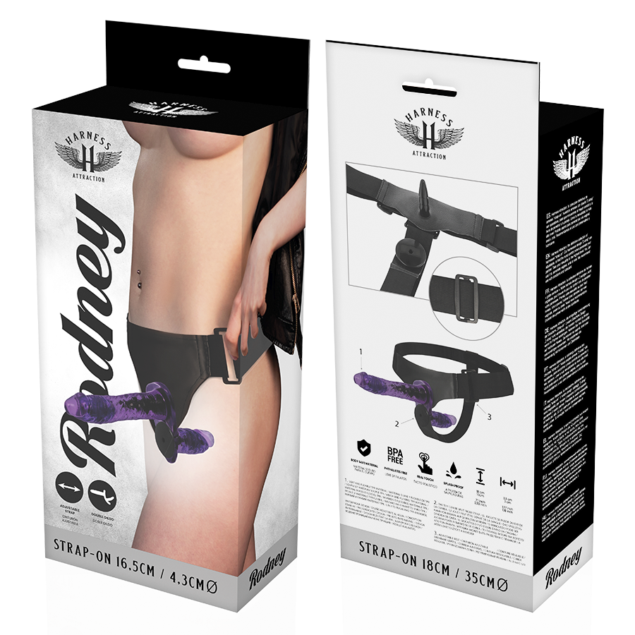 HARNESS ATTRACTION - RODNEY DOPPEL-DURCHDRINGUNGS-VIBRATOR 18 CM -O- 3,5 CM