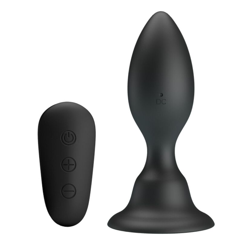 MR PLAY - Analplug mit Vibration, schwarze Fernbedienung