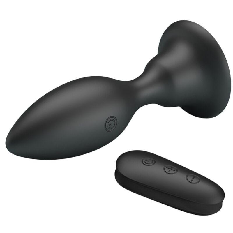 MR PLAY - Analplug mit Vibration, schwarze Fernbedienung