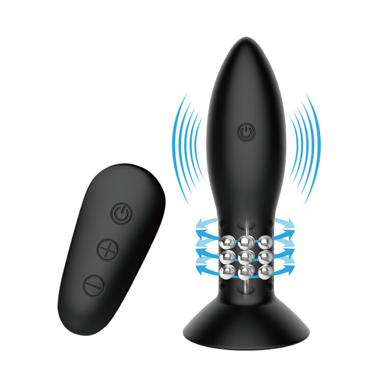 MR PLAY - Stecker mit schwarzen rotierenden Bällen und Fernbedienung