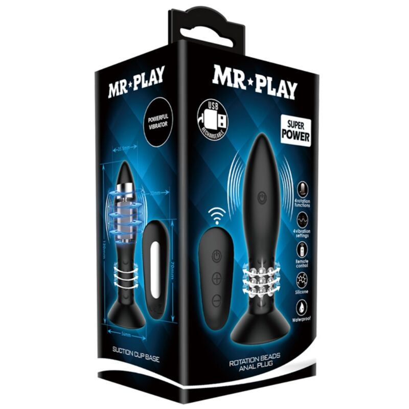 MR PLAY - Stecker mit schwarzen rotierenden Bällen und Fernbedienung